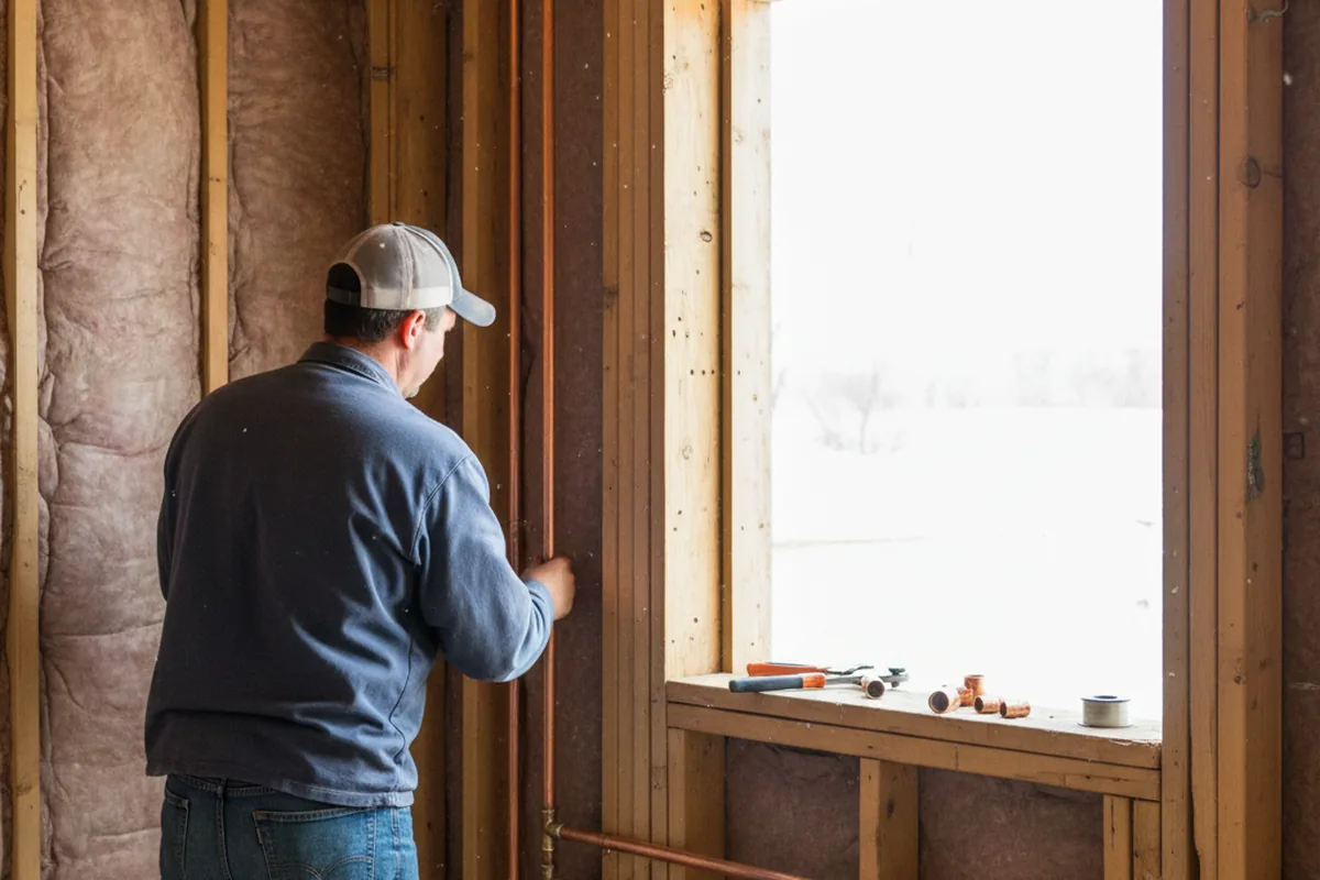Licensed plumber running new copper supply lines in a Cedarville home