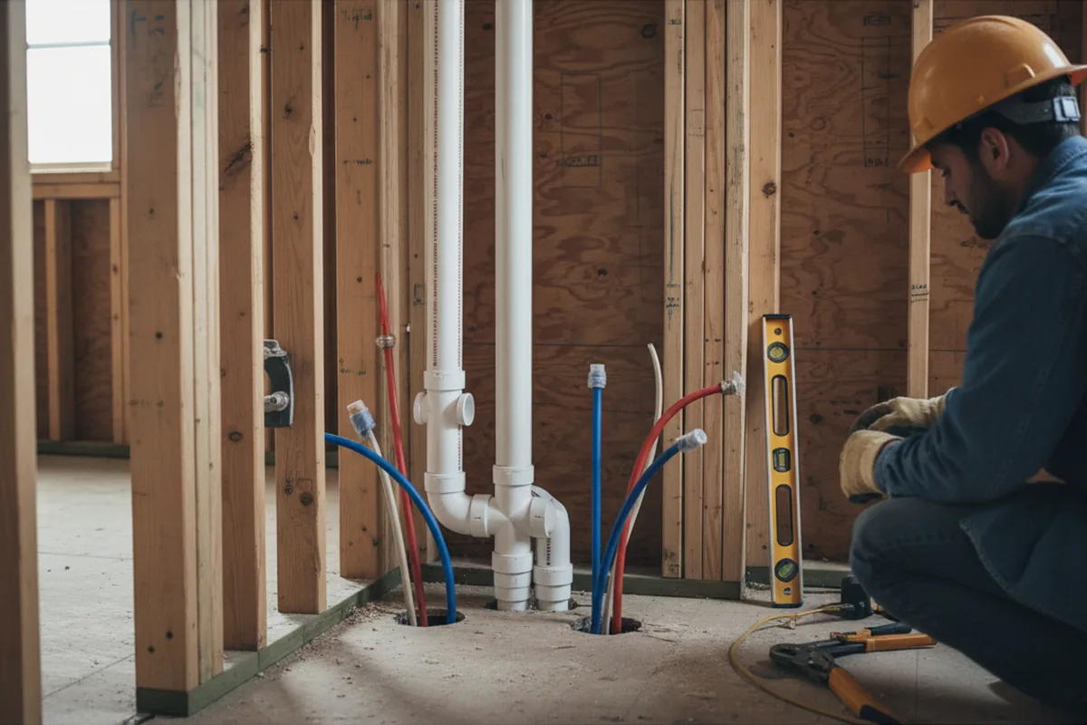Drain and supply rough-in during Sump Pump Repair in Cedarville
